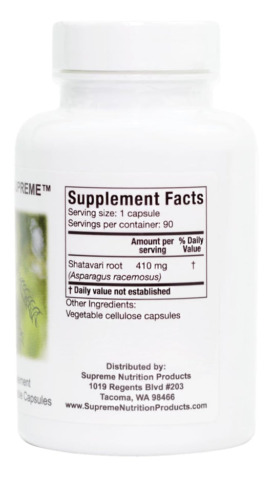 Supreme Nutrition Products Shatavari Supreme supplement packaging for women
