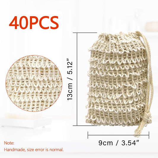 Cunhill soap saver bags with drawstring and wooden bead detail