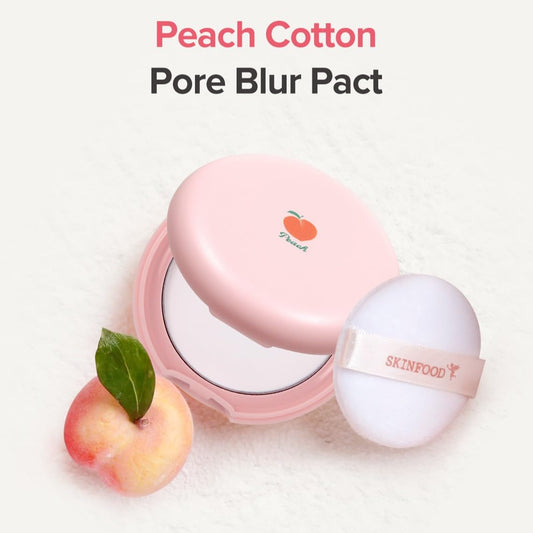 Skinfood Peach Cotton Pore Blur Pact open compact showing powder