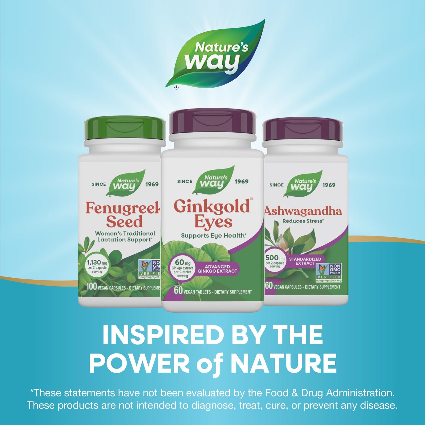 Nature's Way Ginkgold Eyes premium standardized botanical formula bottle layout