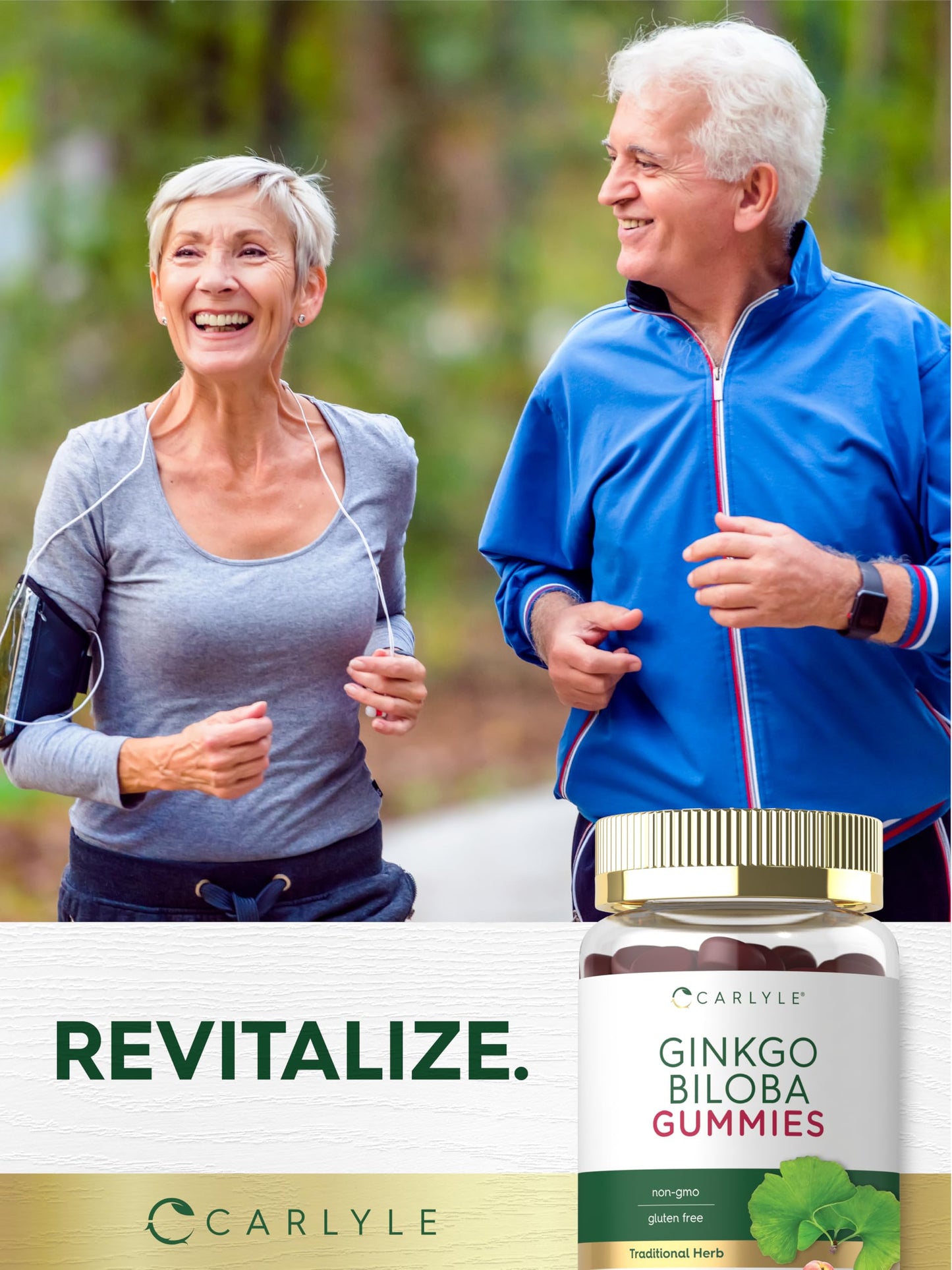 Authentic Carlyle Ginkgo Biloba gummies container showing standard usage instructions for adults.