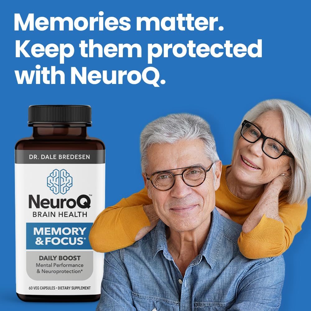 NeuroQ Memory and Focus dietary supplement 60 count container graphic layout.
