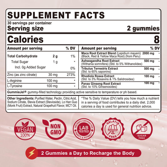 Neviss Maca Root and Ashwagandha gummy supplement bottle