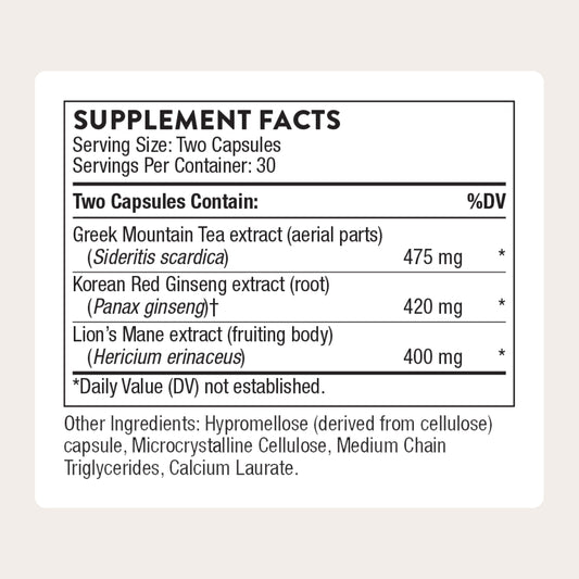 Thorne Ginseng Plus supplement facts label