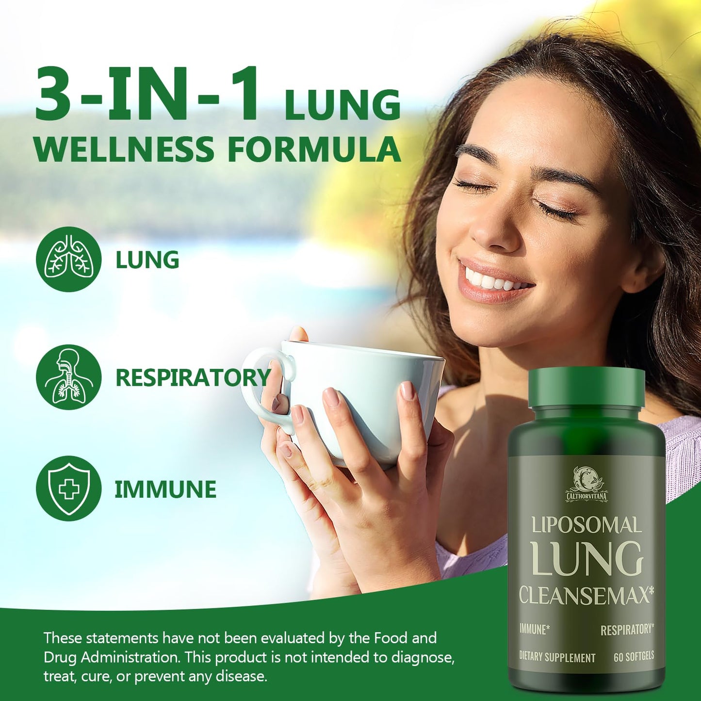 Professional studio shot of C Calthorvitana respiratory support supplement