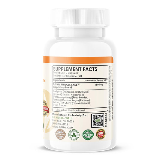 Dr. Herbal Well Muscle Ease supplement facts label