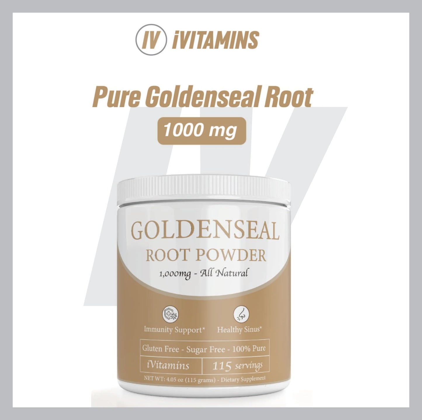 iVitamins authentic imported USA goldenseal powder side panel safety guidelines