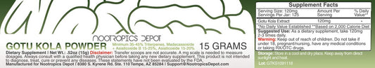 Nootropics Depot Gotu Kola dietary supplement powder bottle