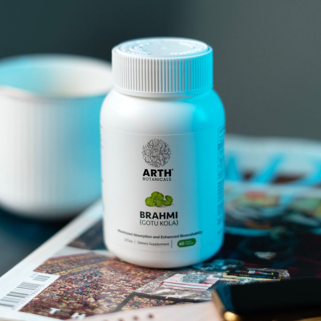 Premium imported Brahmi dietary capsules for concentration and mental clarity