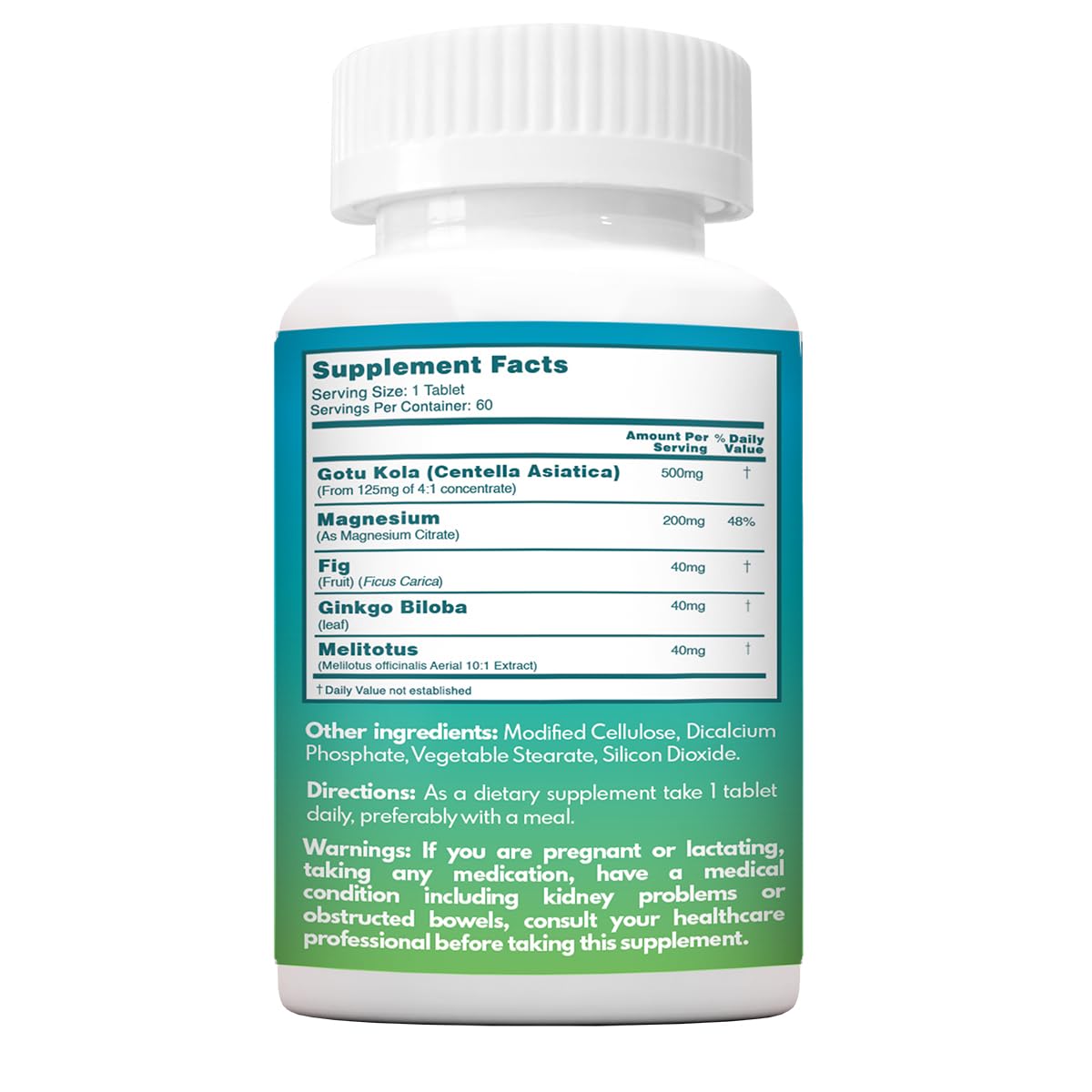 VAL brain and memory support supplement side label featuring manufacturing information