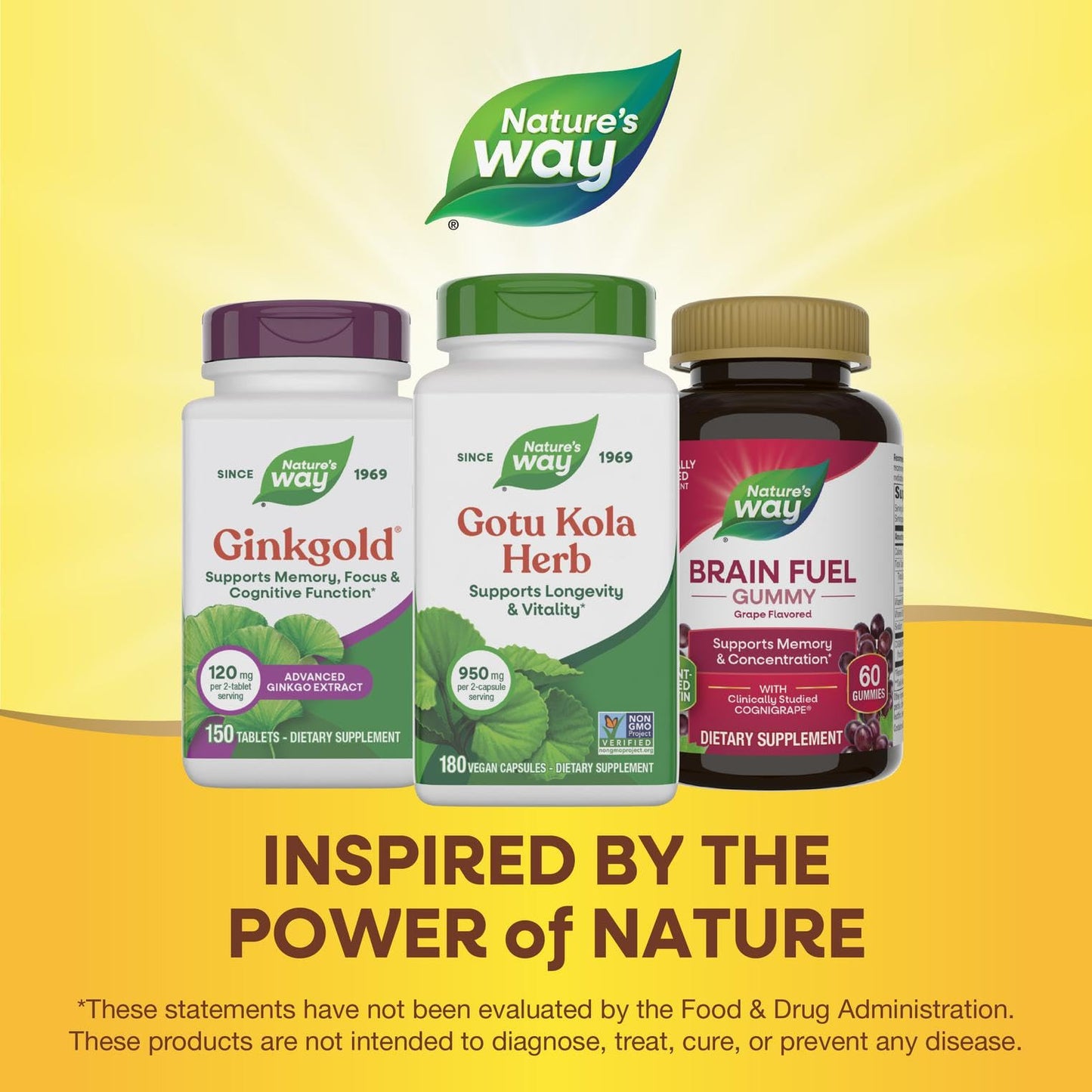 Nature's Way Gotu Kola supplement bottle on a clean background for premium skincare and health support