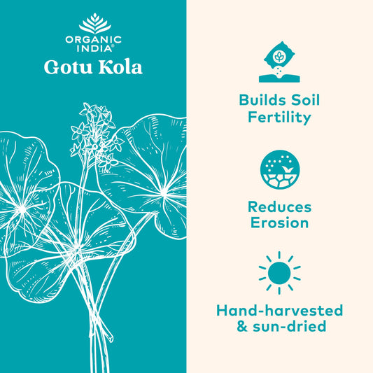 Organic India Gotu Kola dietary supplement label showing USDA Organic certification