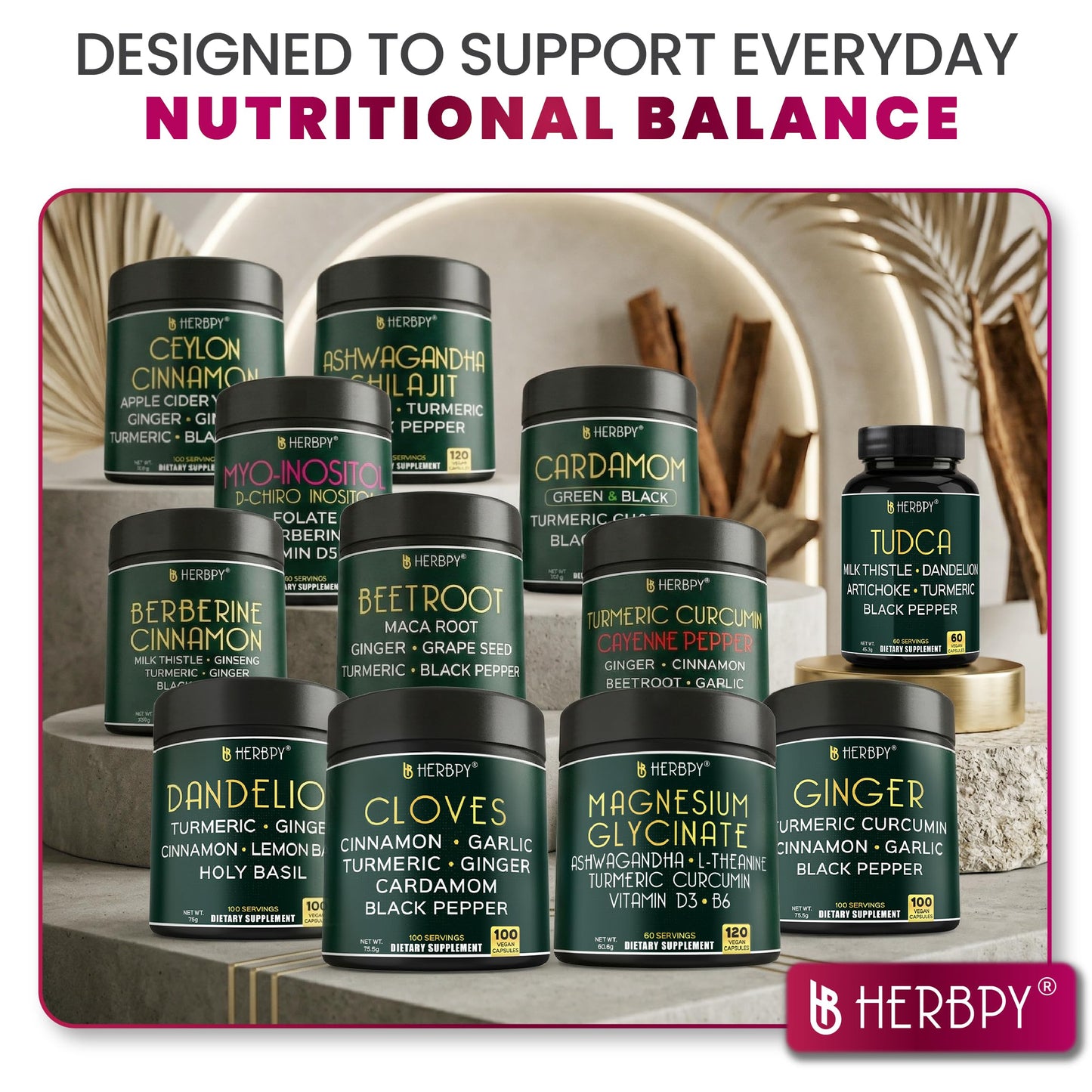 Brand label details of Herbpy beetroot and maca root capsules
