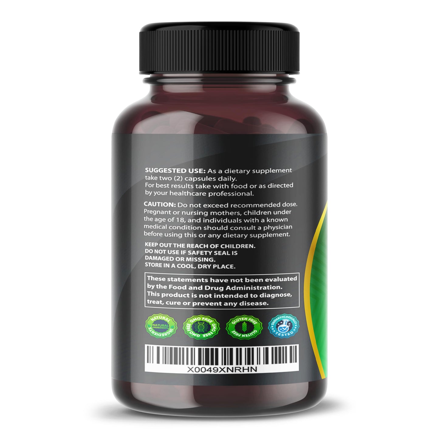 Imported Gudomet metabolic and heart wellness supplement bottle side view showing full ingredient listing
