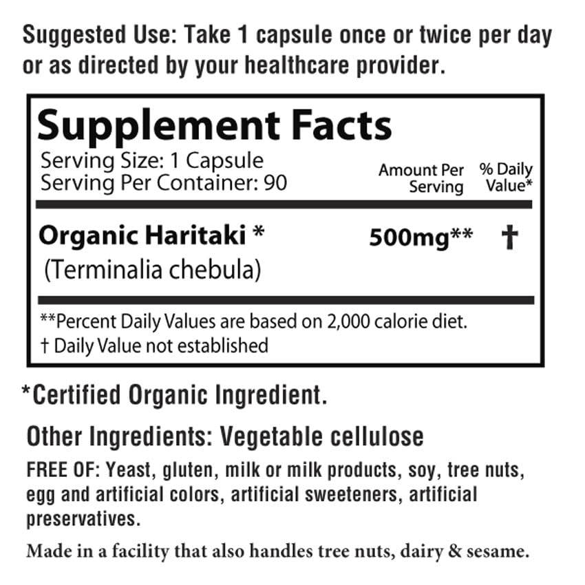 AyurBest 90 count Haritaki dietary supplement bottle