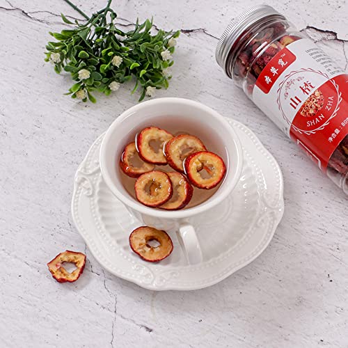 Close up view of premium quality seedless dried hawthorn fruit snack pieces