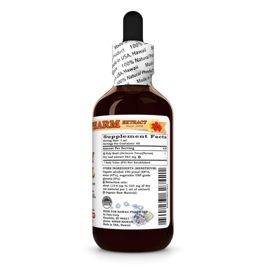 Hawaii Pharm Holy Basil herbal supplement bottle label details