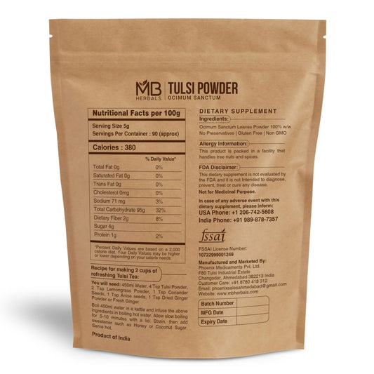 Organic Ocimum Sanctum Holy Basil powder packaging