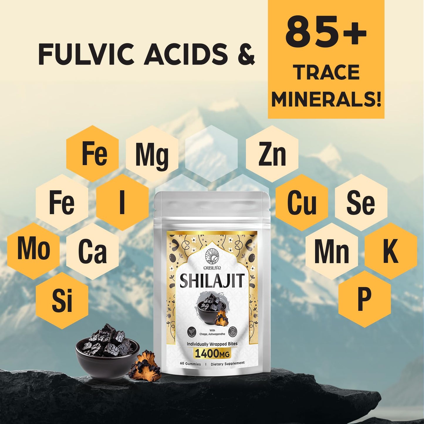 Orbilive gold shilajit organic gummies ideal for post workout recovery and daily endurance.