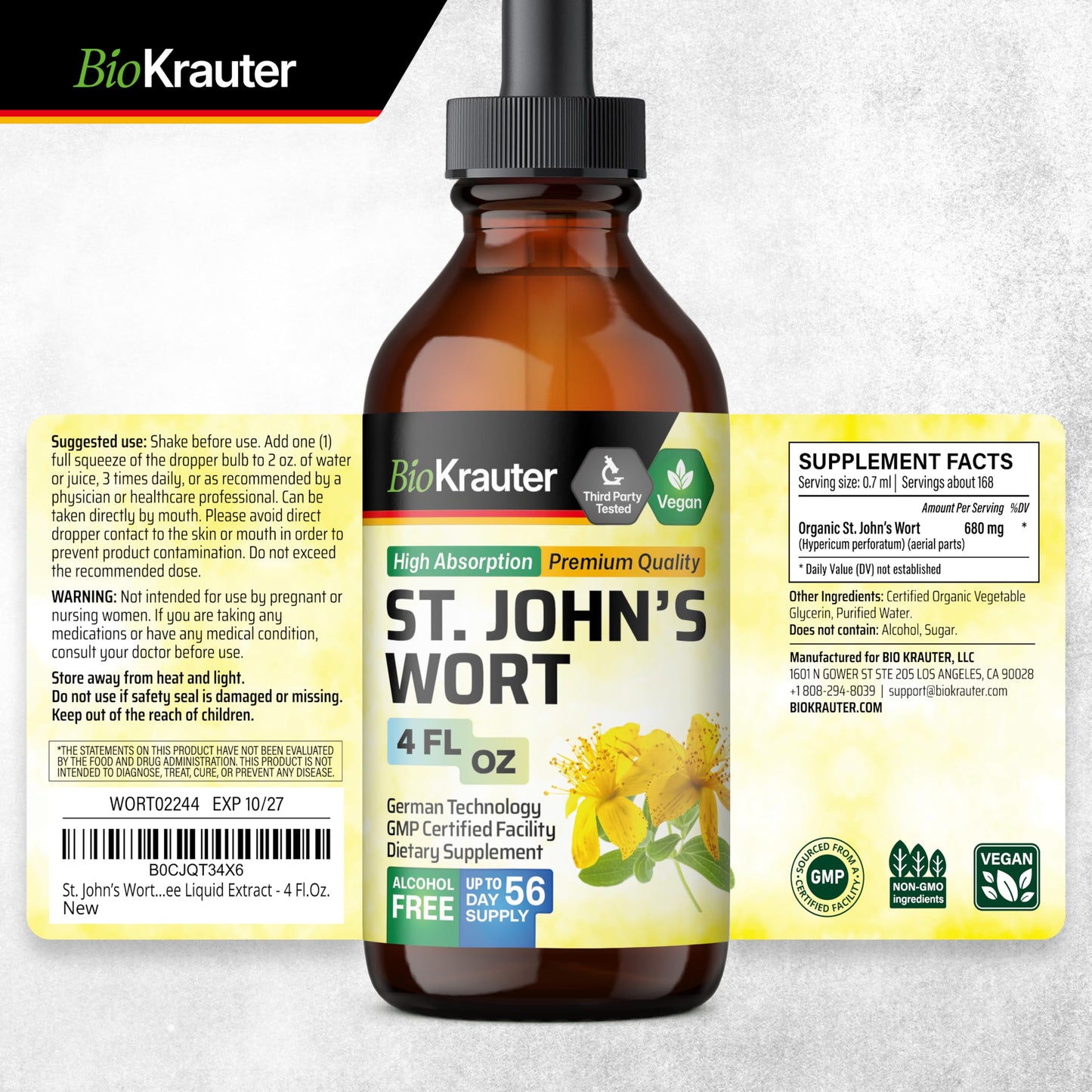Bio Krauter plant based natural relaxation formula bottle display on plain background