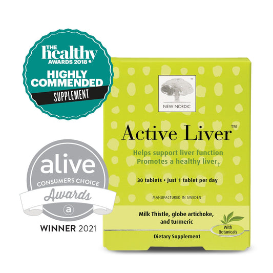 New Nordic Active Liver milk thistle and artichoke tablets container side panel