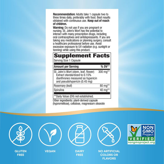 Nature's Way St. John's Wort 90 vegan capsules supplement label