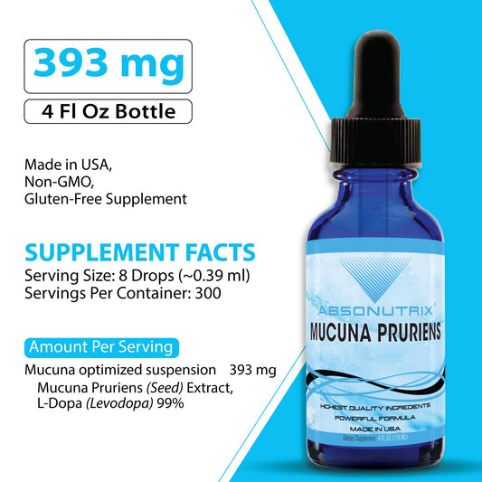 Absonutrix Mucuna Pruriens 393 mg supplement label details and servings