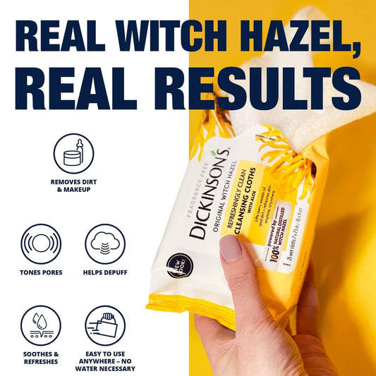 Close up of Dickinson's cleansing cloths texture and packaging