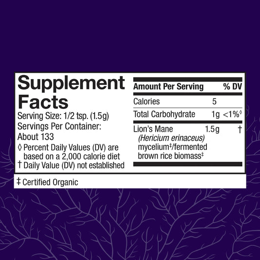 Host Defense brain health mushroom powder container top angle view