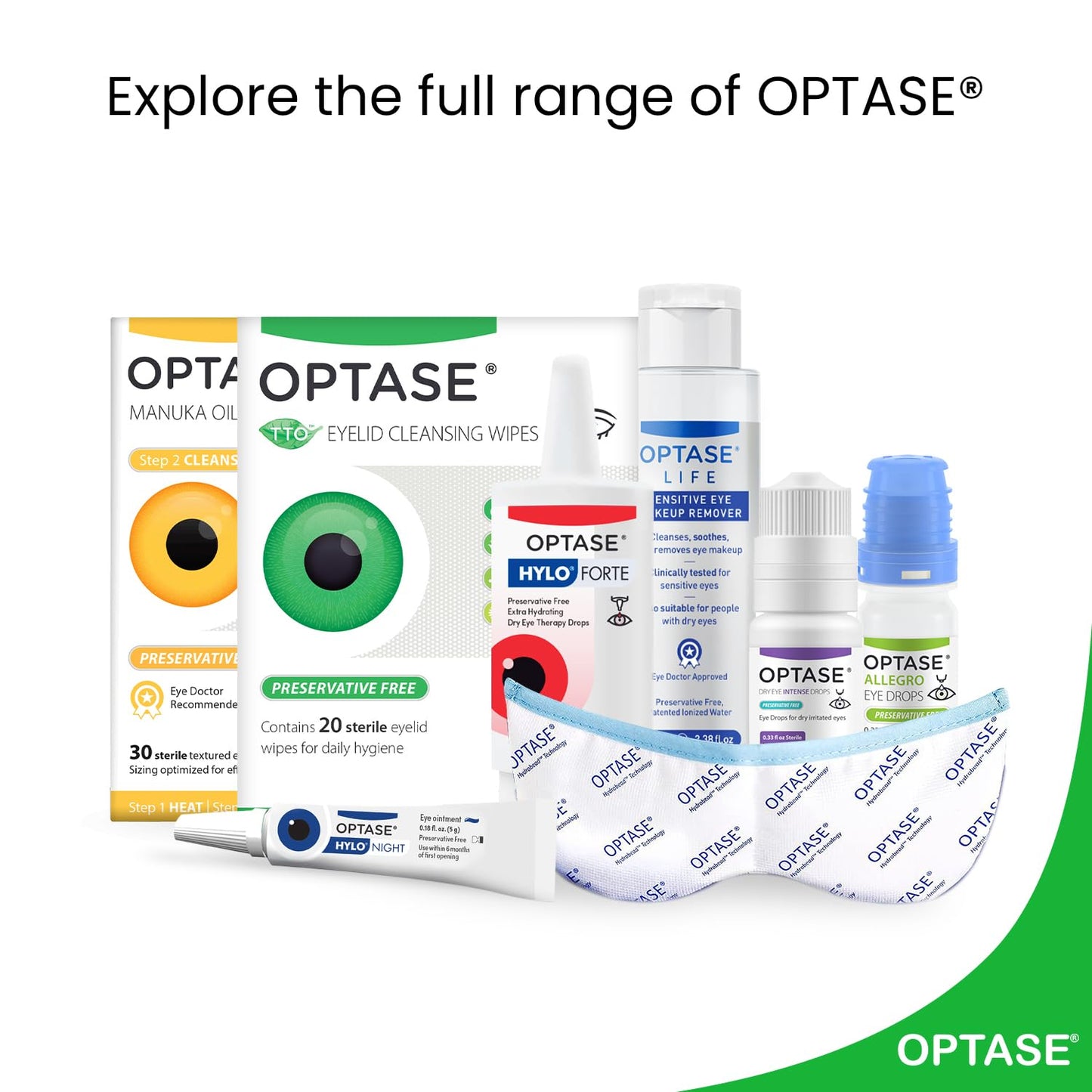 Professional Optase eye care system packaging and branding