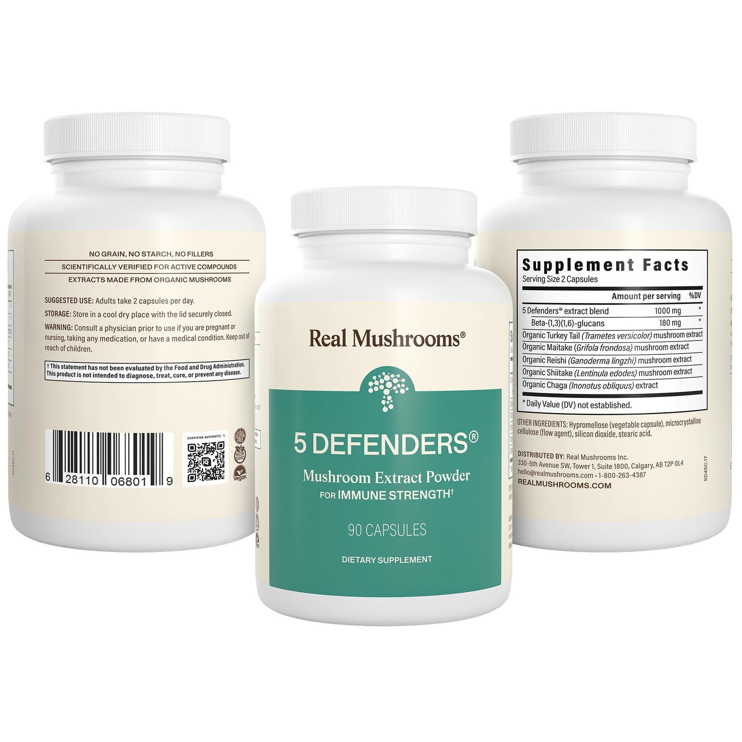 Real Mushrooms 5 Defenders authentic USA imported immunity supplement packaging