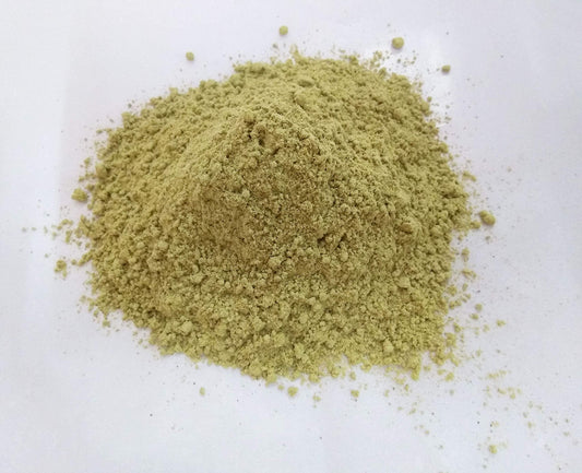 Close up of Yuktha Naturals 200 gram Gokshura herbal powder label
