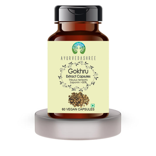 Ayurvedashree Gokhru supplement bottle nutrition label
