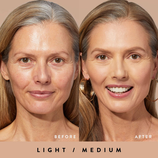 Laura Geller lightweight tinted moisturizer tube displaying shade 03 Light Medium.