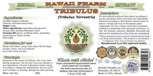 Hawaii Pharm Tribulus liquid extract herbal supplement packaging