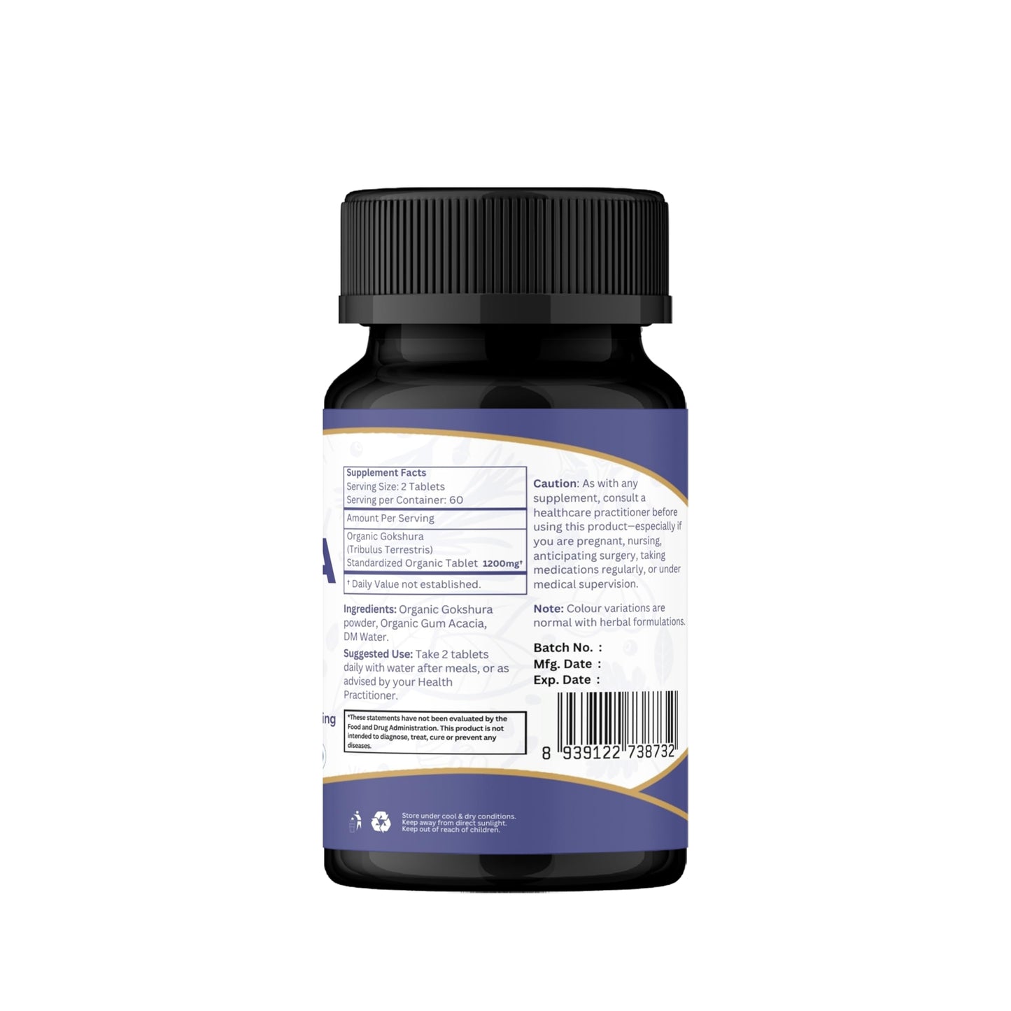Organic Spree Gokshura bottle with 1200mg dosage label