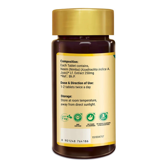 Zandu Neem Tablets body detox supplement capsules label details