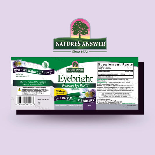 Nature's Answer Eyebright supplement bottle label details