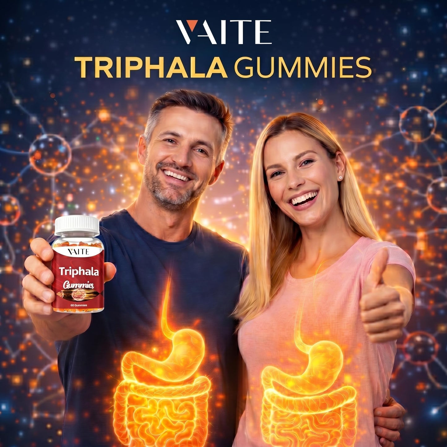 Premium imported USA wellness supplement bottle for regular bowel movements.
