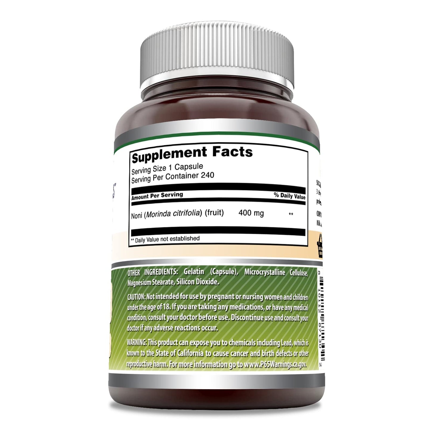 Amazing Nutrition Noni fruit extract 400mg capsules premium wellness product packaging detailed view