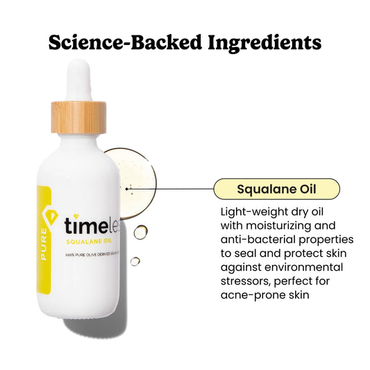 Plant based squalane facial oil by Timeless Skin Care for dry skin hydration