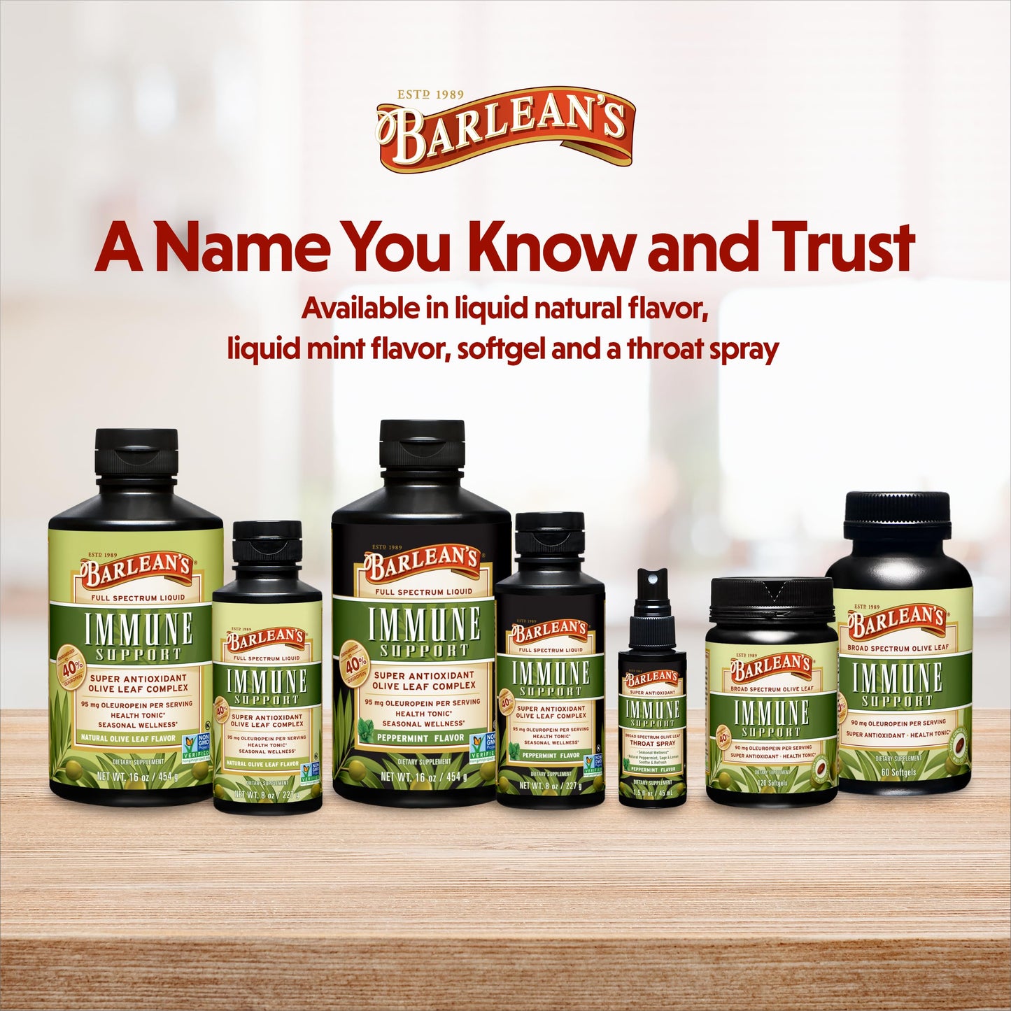 Barlean's immune support throat spray bottle with supplement facts