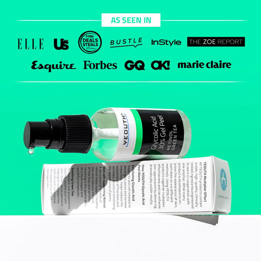 YEOUTH chemical face peel bottle showing thirty percent AHA formula details