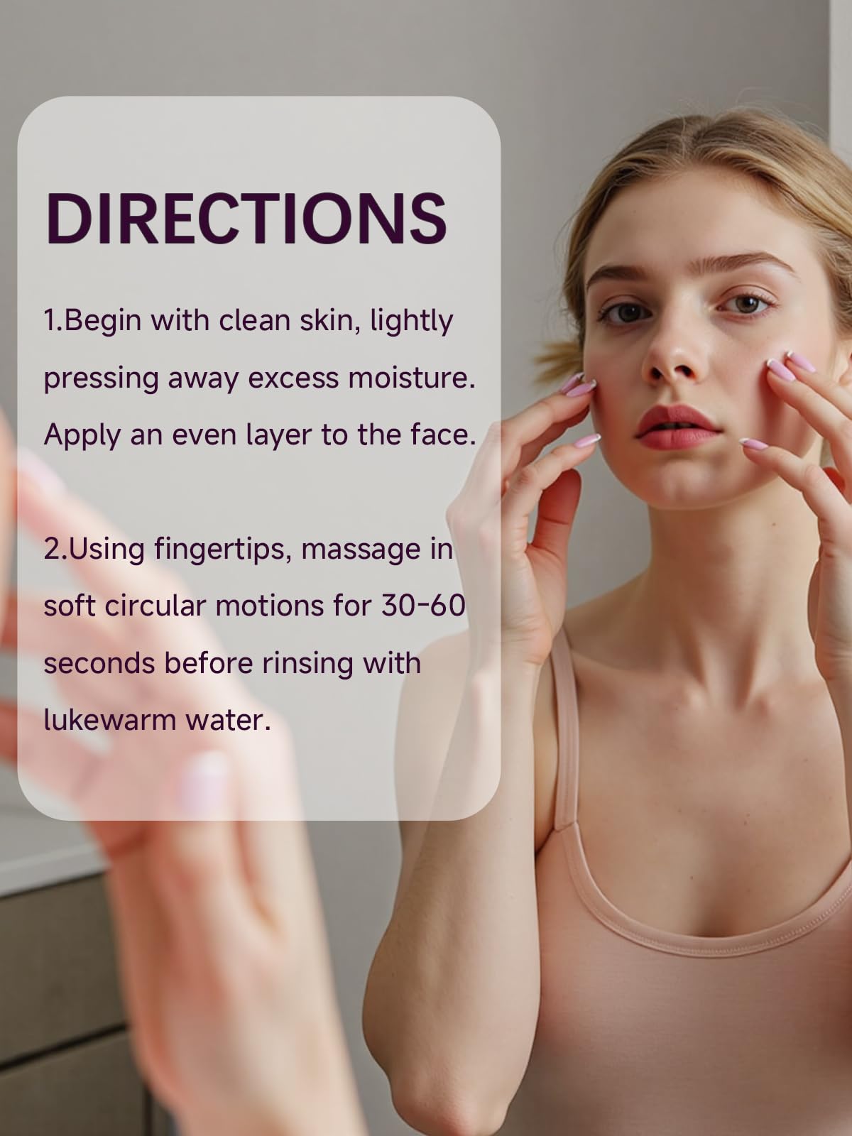 Back label view of the PIVETOS rice ampoule duo detailing the gentle exfoliating directions and key ingredients.
