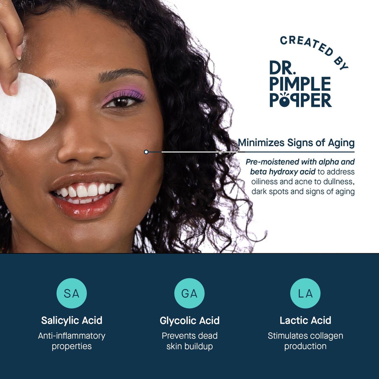 Authentic SLMD triple acid daily resurfacing wipes container placed on a clean background