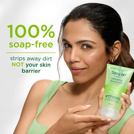 Simple Kind To Skin Refreshing Facial Wash 150ml bottle back label