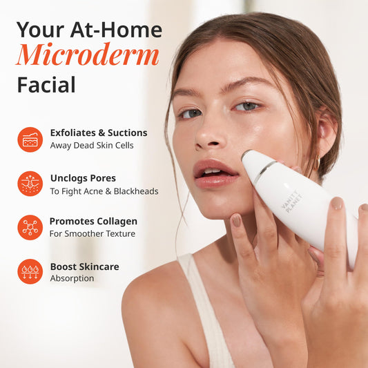 Vanity Planet Exfora microdermabrasion device with four interchangeable treatment heads