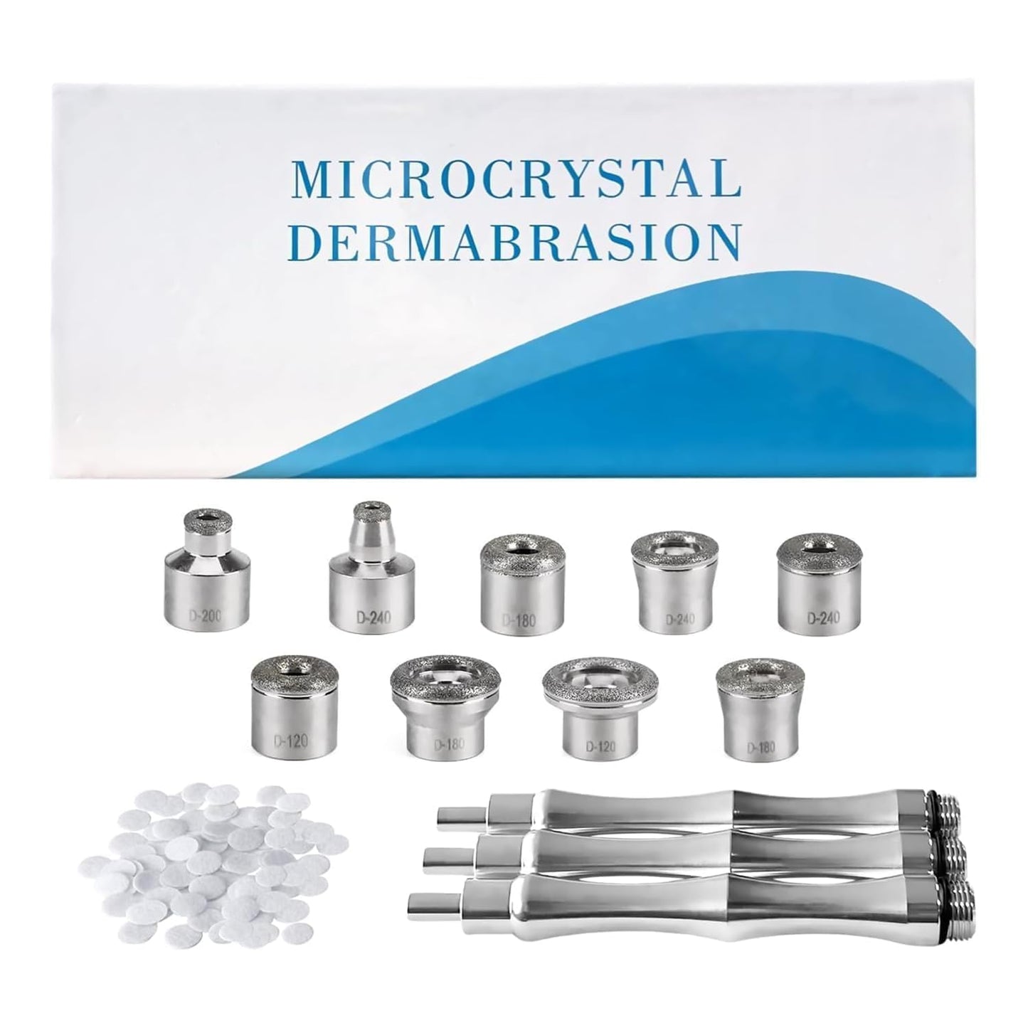 Replacement diamond tips and wands setup for standard microdermabrasion machines.