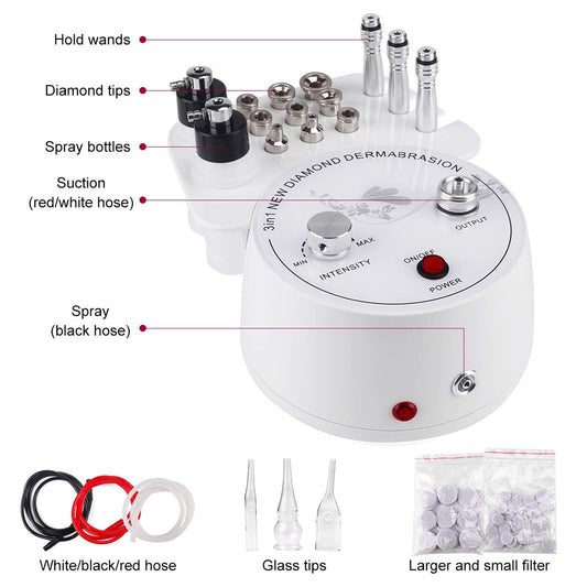 Yofuly professional microdermabrasion system with interchangeable diamond tips and vacuum glass tubes