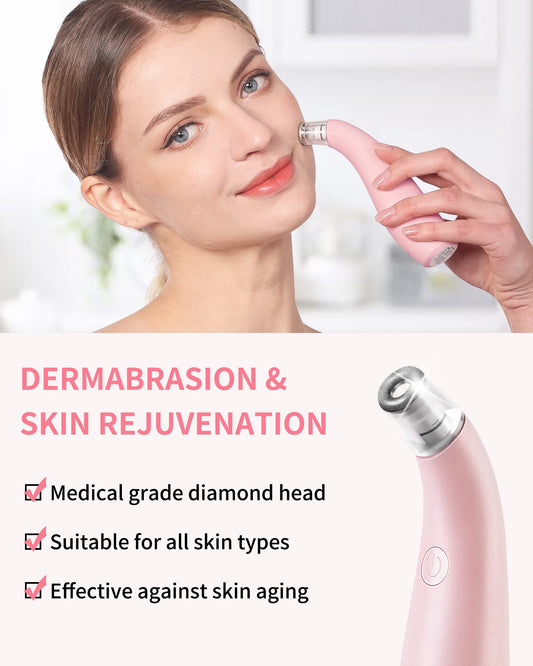 NEWDERMO handheld diamond microdermabrasion device with USB Type-C charging cable and replacement filters